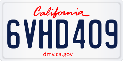 CA license plate 6VHD409