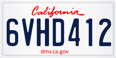 CA license plate 6VHD412