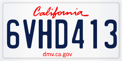 CA license plate 6VHD413