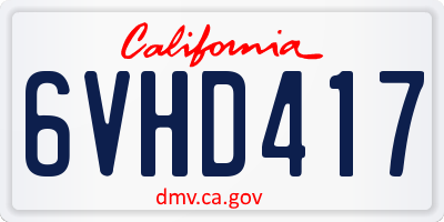 CA license plate 6VHD417