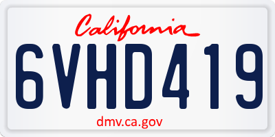 CA license plate 6VHD419