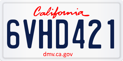 CA license plate 6VHD421