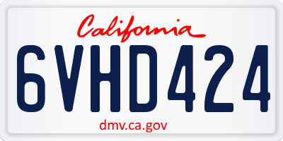 CA license plate 6VHD424