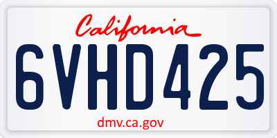 CA license plate 6VHD425