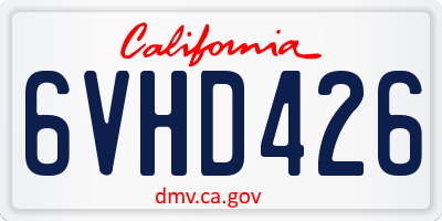 CA license plate 6VHD426