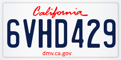 CA license plate 6VHD429
