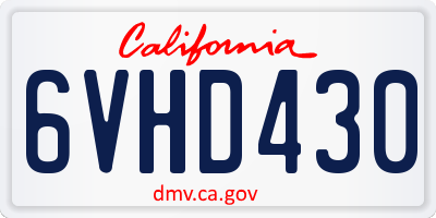 CA license plate 6VHD430
