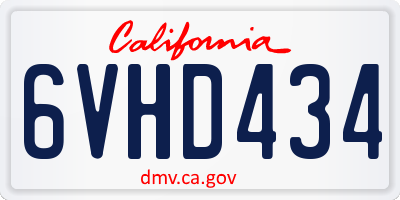CA license plate 6VHD434