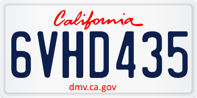 CA license plate 6VHD435