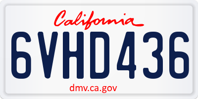 CA license plate 6VHD436