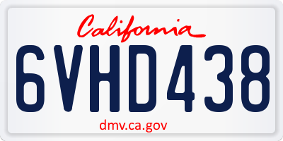 CA license plate 6VHD438