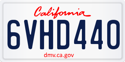 CA license plate 6VHD440