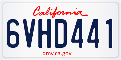 CA license plate 6VHD441