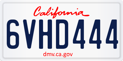 CA license plate 6VHD444
