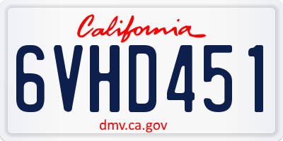CA license plate 6VHD451