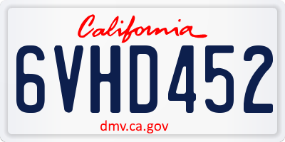 CA license plate 6VHD452