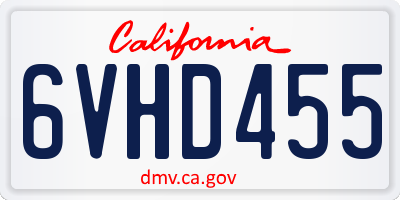 CA license plate 6VHD455