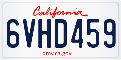 CA license plate 6VHD459