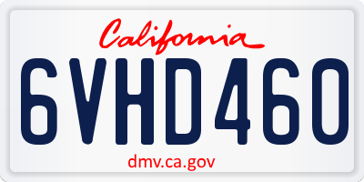 CA license plate 6VHD460