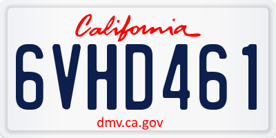 CA license plate 6VHD461