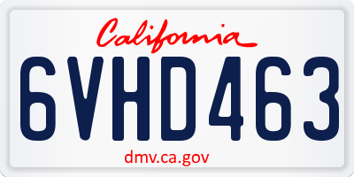 CA license plate 6VHD463