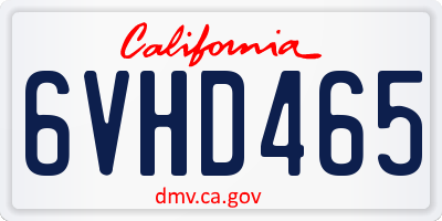 CA license plate 6VHD465