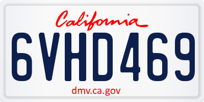 CA license plate 6VHD469
