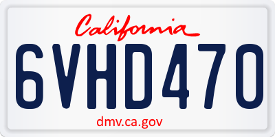 CA license plate 6VHD470