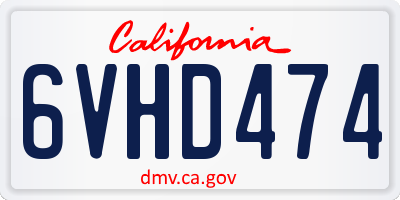CA license plate 6VHD474