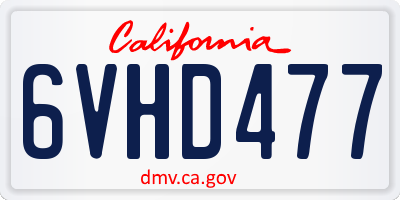 CA license plate 6VHD477
