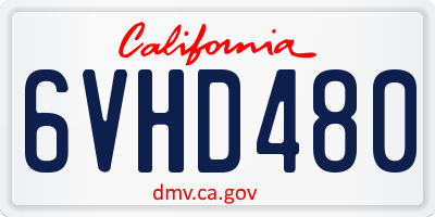 CA license plate 6VHD480