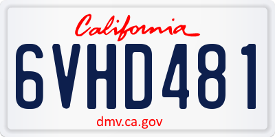 CA license plate 6VHD481