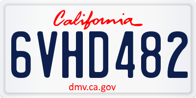 CA license plate 6VHD482