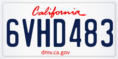 CA license plate 6VHD483