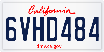 CA license plate 6VHD484