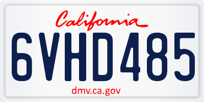 CA license plate 6VHD485
