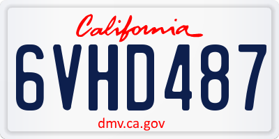 CA license plate 6VHD487