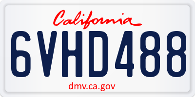 CA license plate 6VHD488