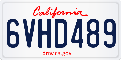CA license plate 6VHD489