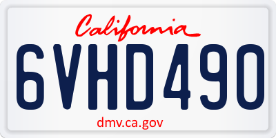CA license plate 6VHD490