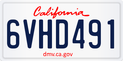 CA license plate 6VHD491