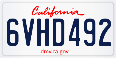 CA license plate 6VHD492