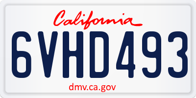 CA license plate 6VHD493