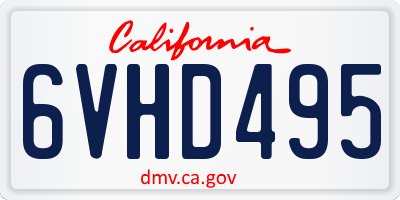 CA license plate 6VHD495