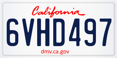 CA license plate 6VHD497