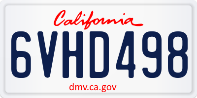 CA license plate 6VHD498