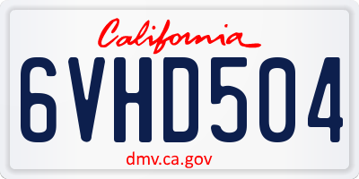 CA license plate 6VHD504