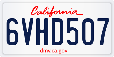 CA license plate 6VHD507