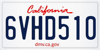CA license plate 6VHD510