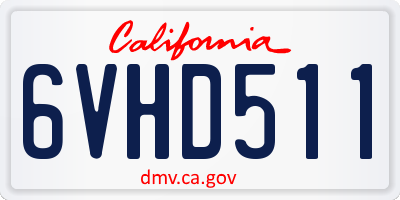 CA license plate 6VHD511